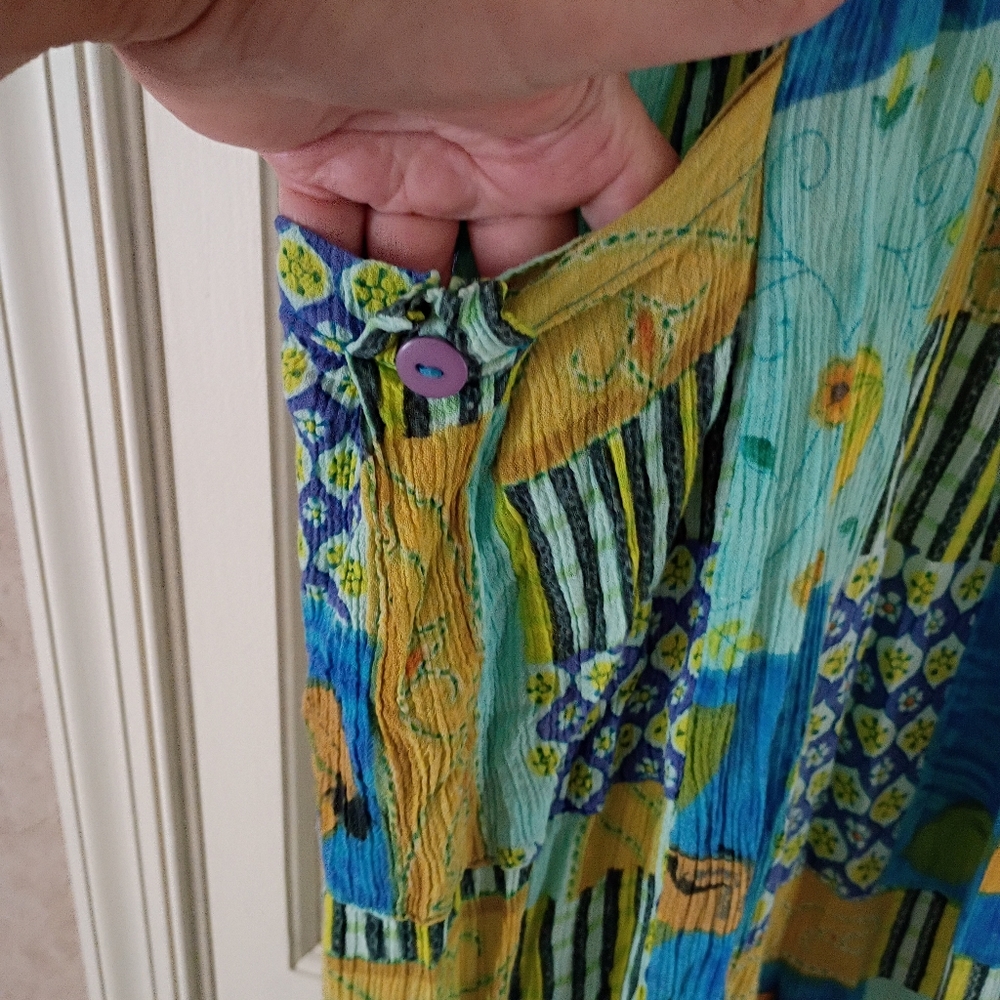 Colorful Boho Flowy Gauze Maxi Oversize Dress.Pit To Pit 23" - Picture 5 of 7